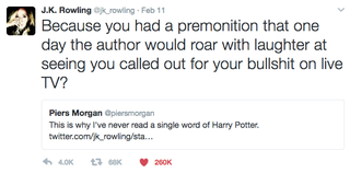 Illustration for article titled A bookstore is tweeting all of Harry Potter to Piers Morgan to piss him off